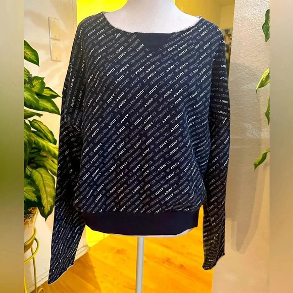 Juicy Couture Print navy sweater w’s size L - Picture 1 of 8
